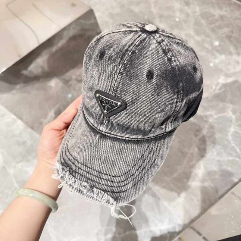 Pra*a denim baseball cap in grey