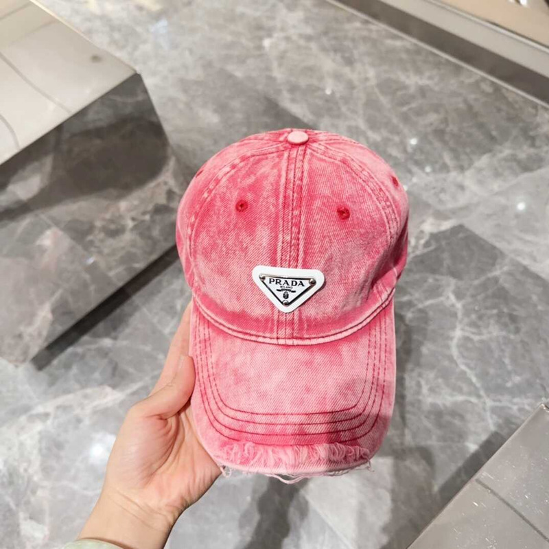 Pra*a denim baseball cap in red