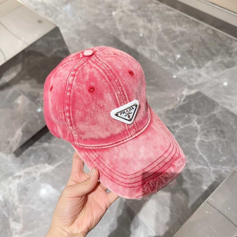 Pra*a denim baseball cap in red