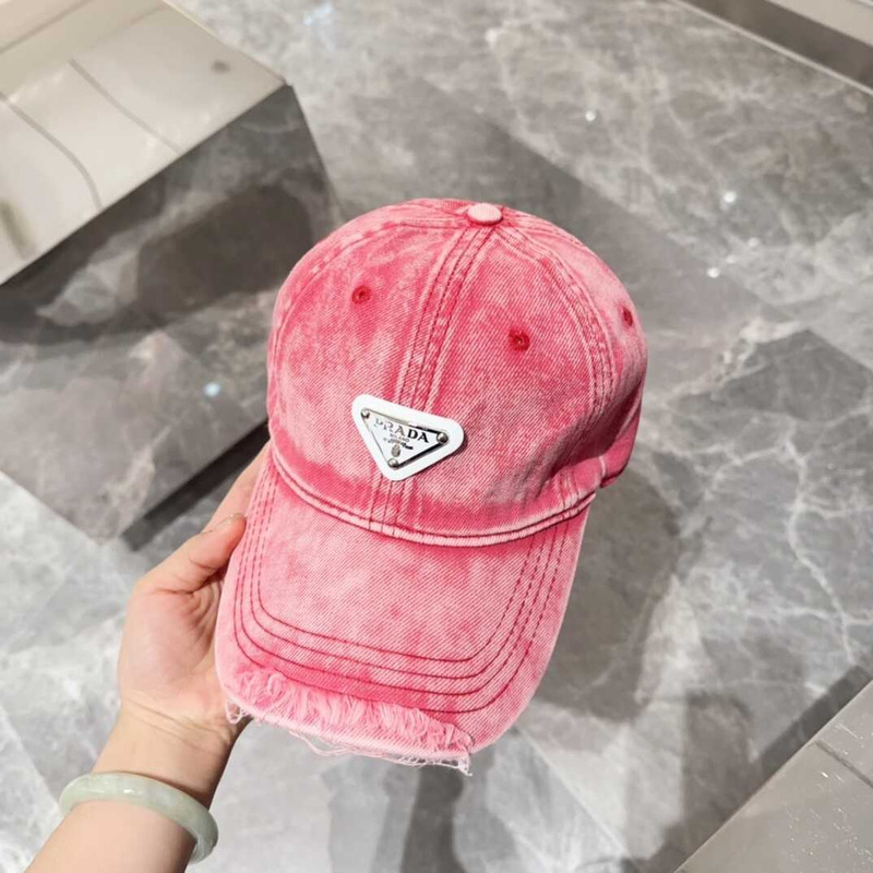 Pra*a denim baseball cap in red