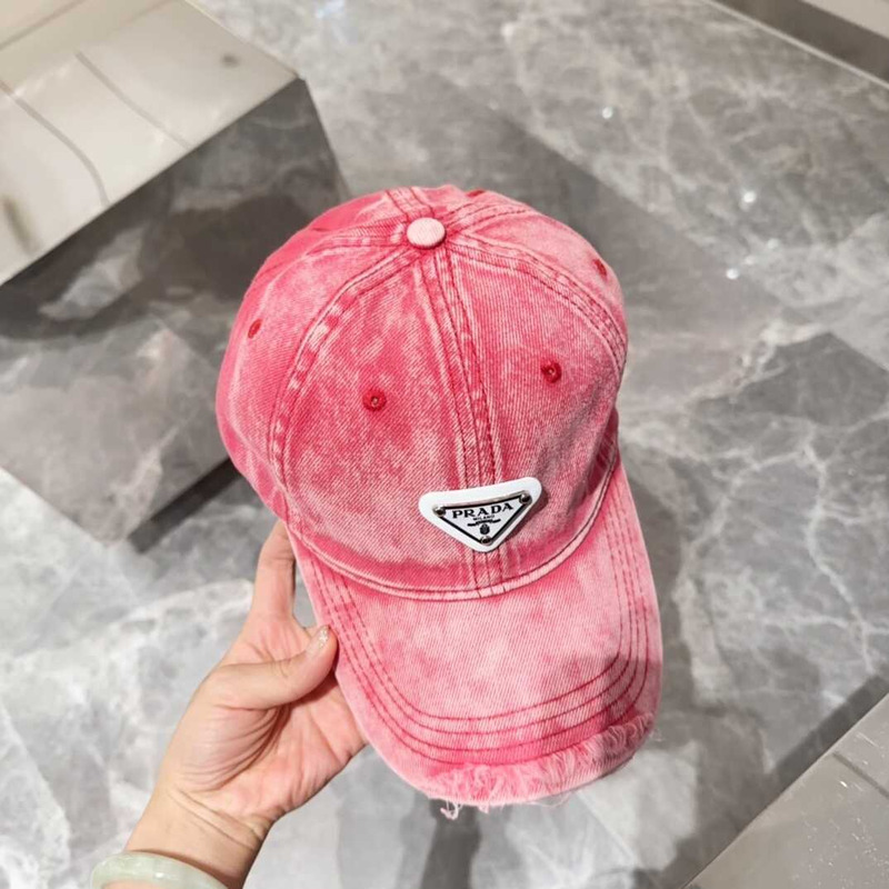 Pra*a denim baseball cap in red