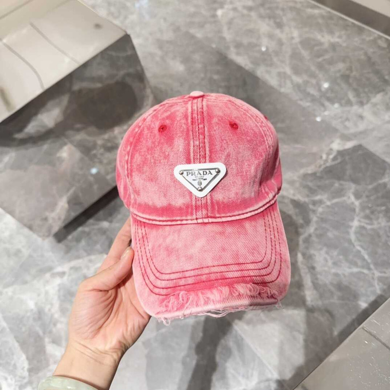 Pra*a denim baseball cap in red