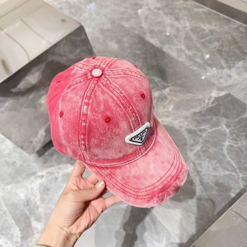 Pra*a denim baseball cap in red