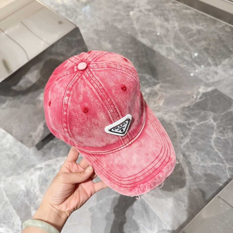 Pra*a denim baseball cap in red