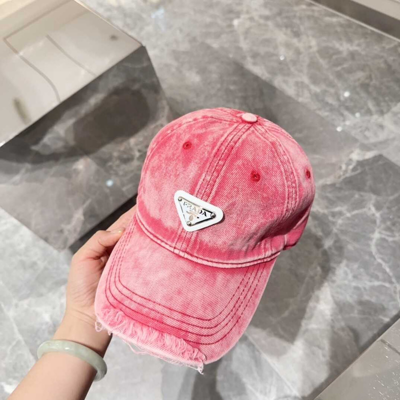 Pra*a denim baseball cap in red