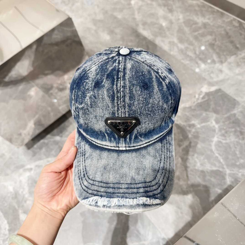 Pra*a denim baseball cap in blue