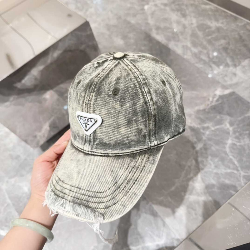 Pra*a denim baseball cap black and white