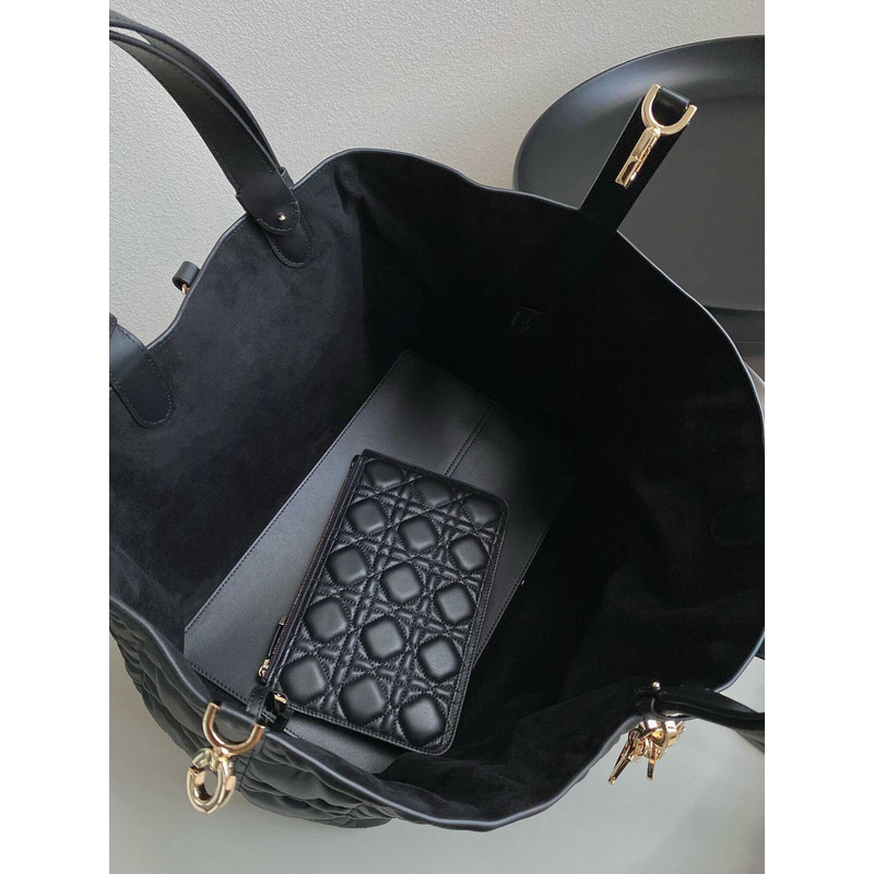 D*or toujours large bag cannage calfskin black