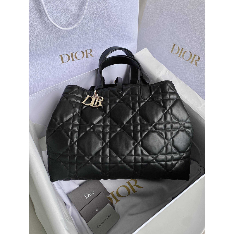 D*or toujours large bag cannage calfskin black