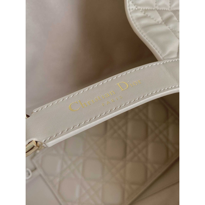 D*or toujours large bag cannage calfskin cream white