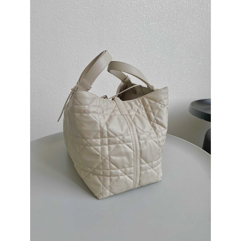 D*or toujours large bag cannage calfskin cream white