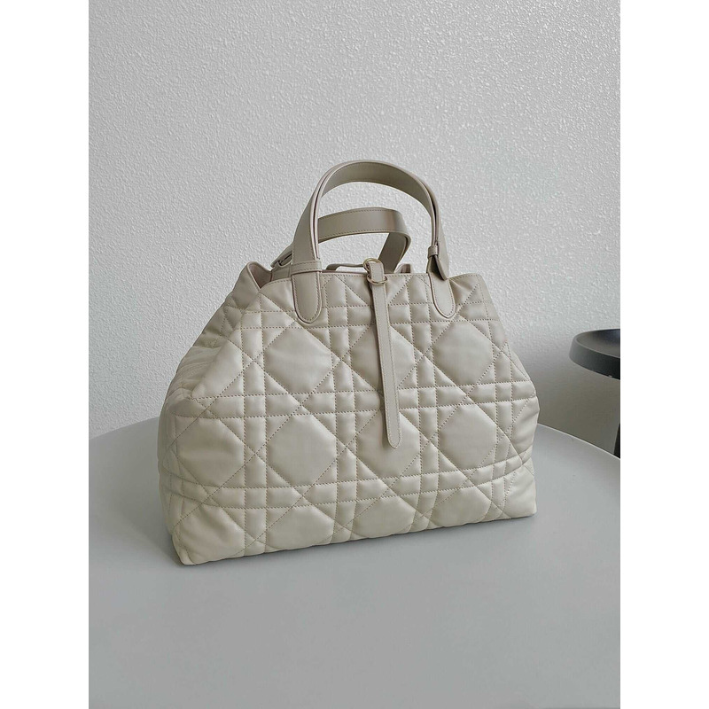 D*or toujours large bag cannage calfskin cream white