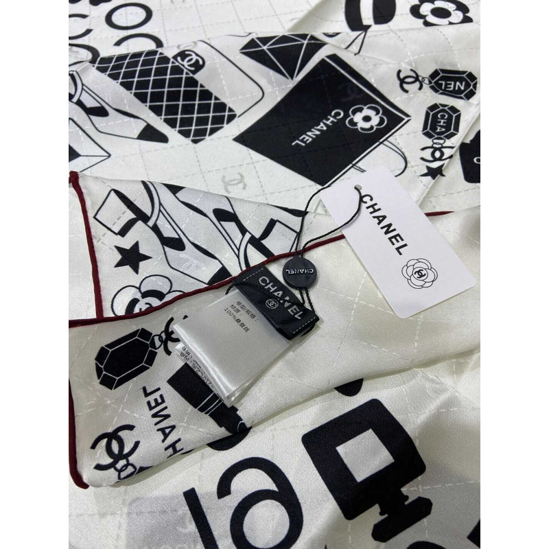 Ch*el square scarf in white and black