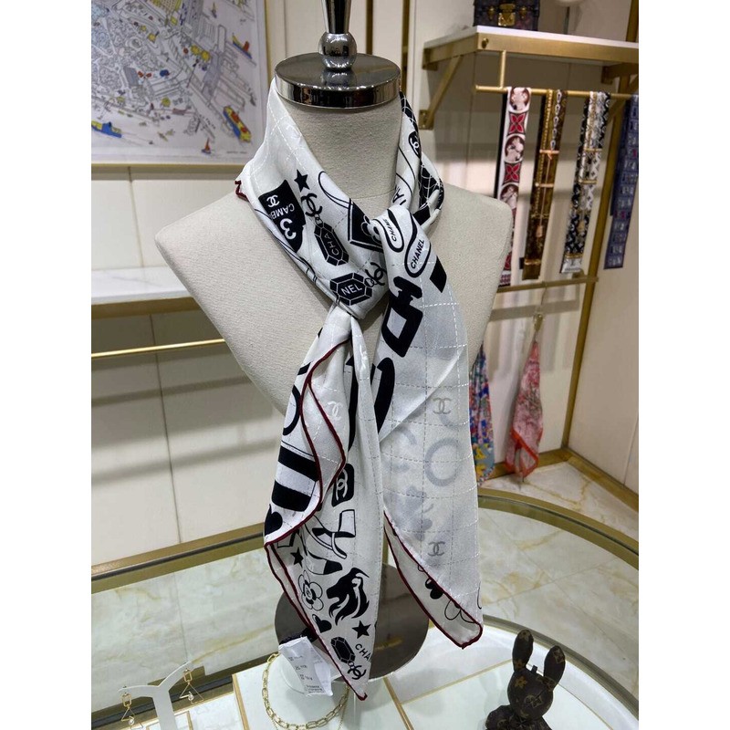 Ch*el square scarf in white and black