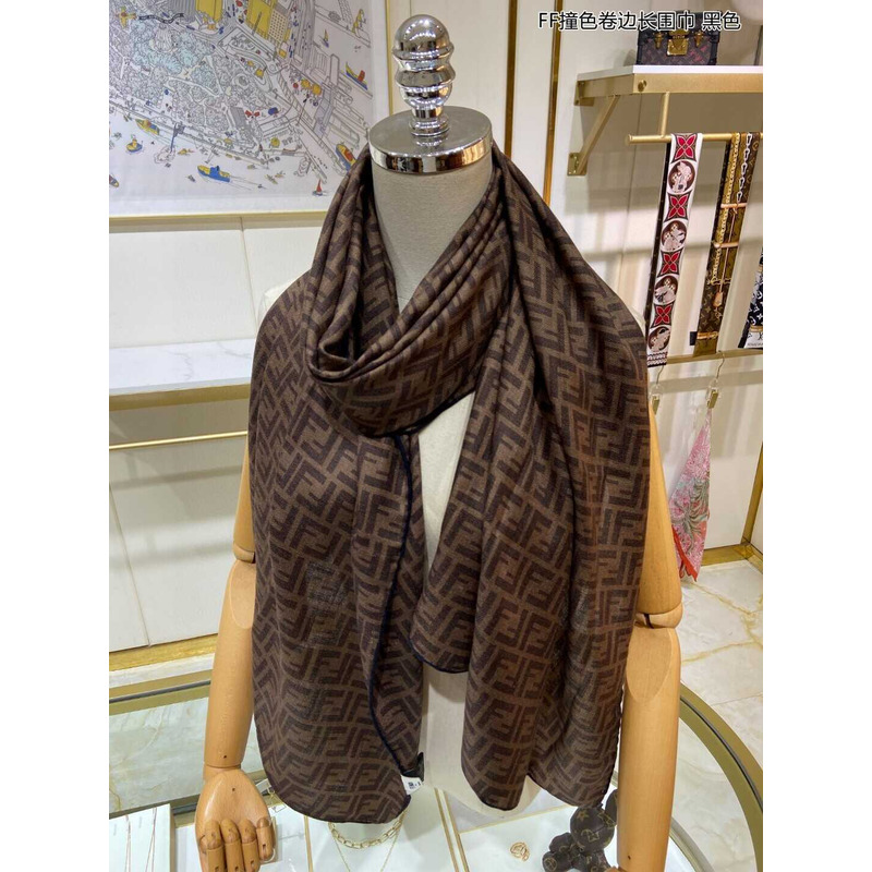 F**di monogram long scarf in brown