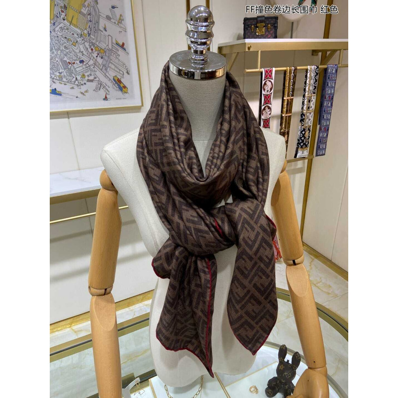 F**di monogram long scarf in brown