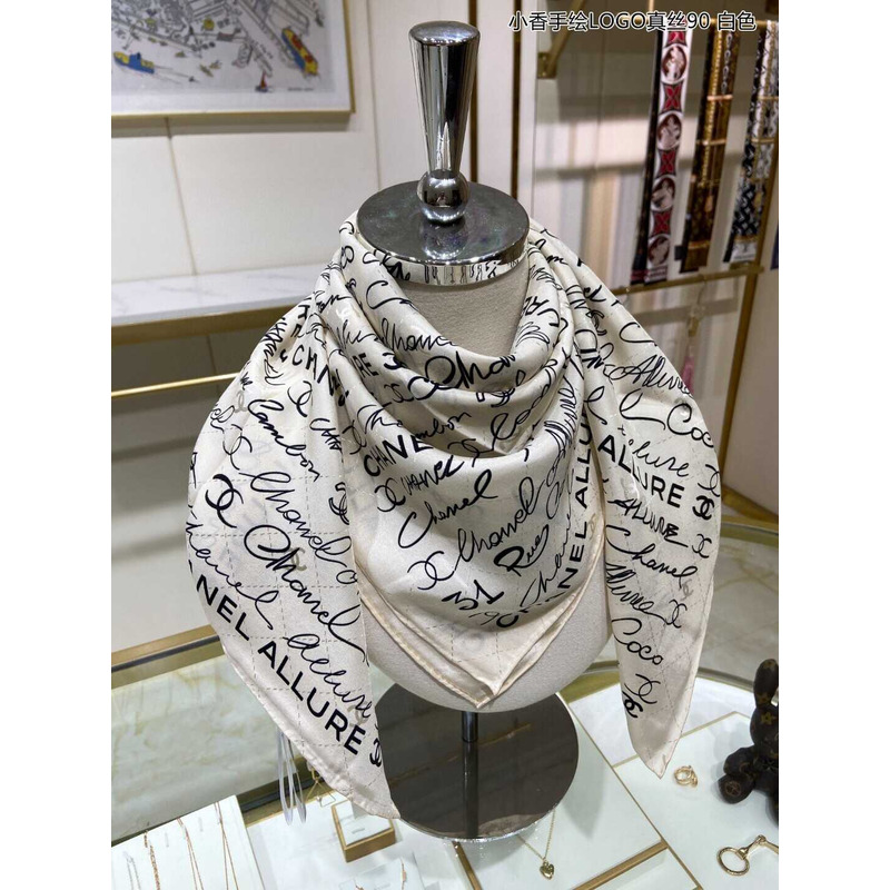 Ch*el square scarf in white