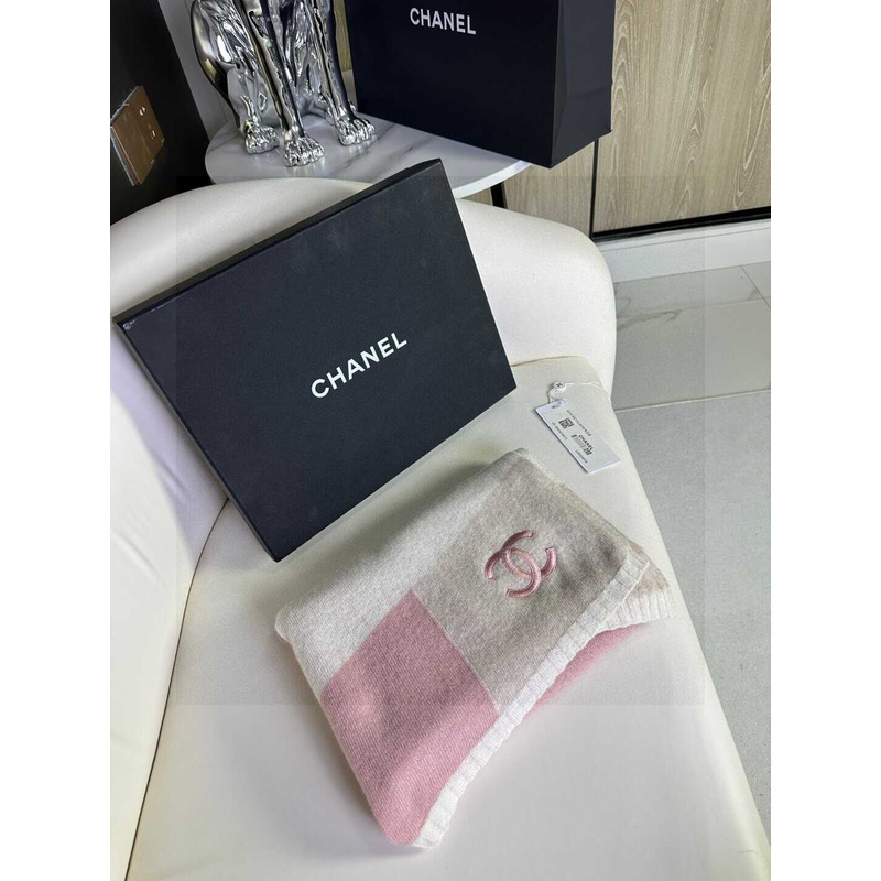 Ch*el cashmere scarf pink