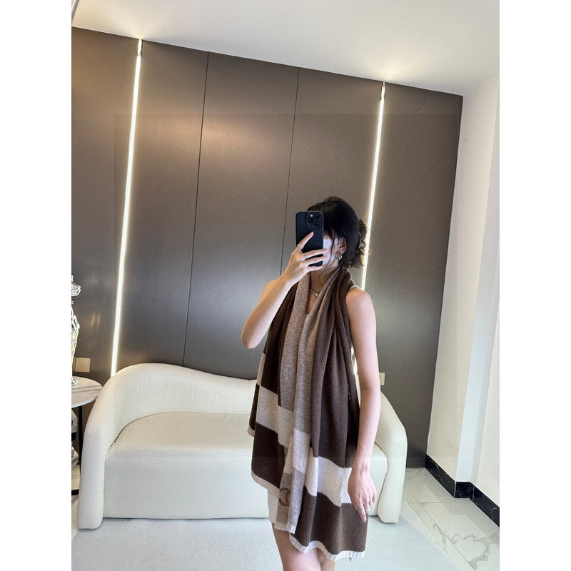 Ch*el cashmere scarf brown and beige