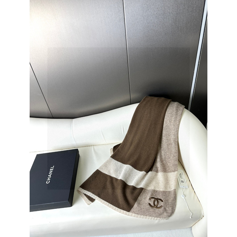 Ch*el cashmere scarf brown and beige