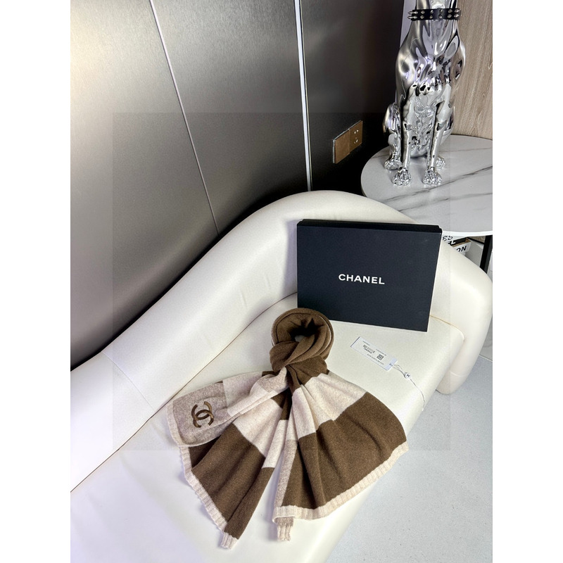 Ch*el cashmere scarf brown and beige