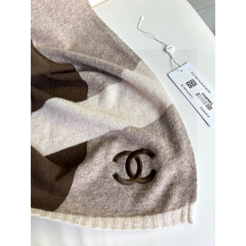 Ch*el cashmere scarf brown and beige