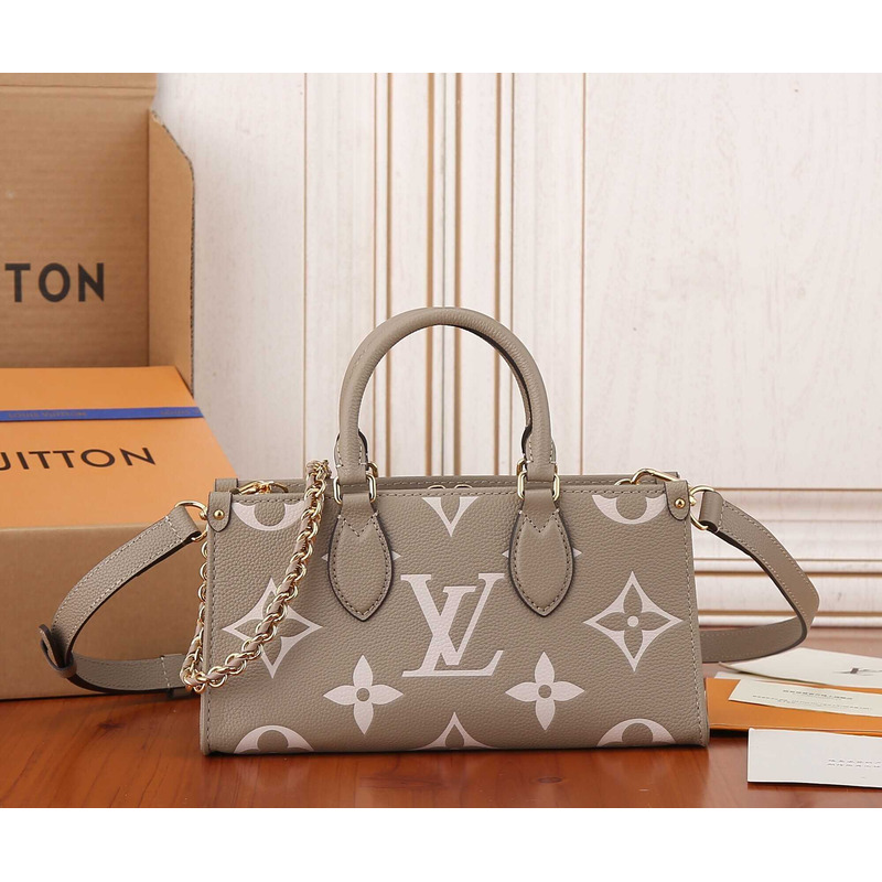 l**is V*t*n onthego east west bicolour monogram empreinte leather dove/cream