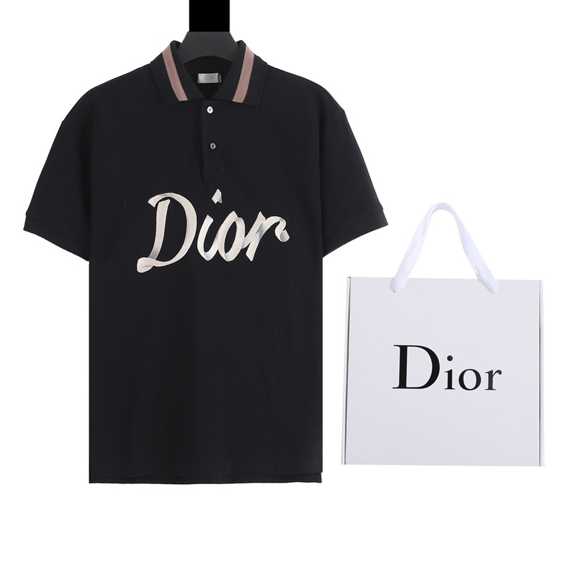 D*or cotton polo shirt in black