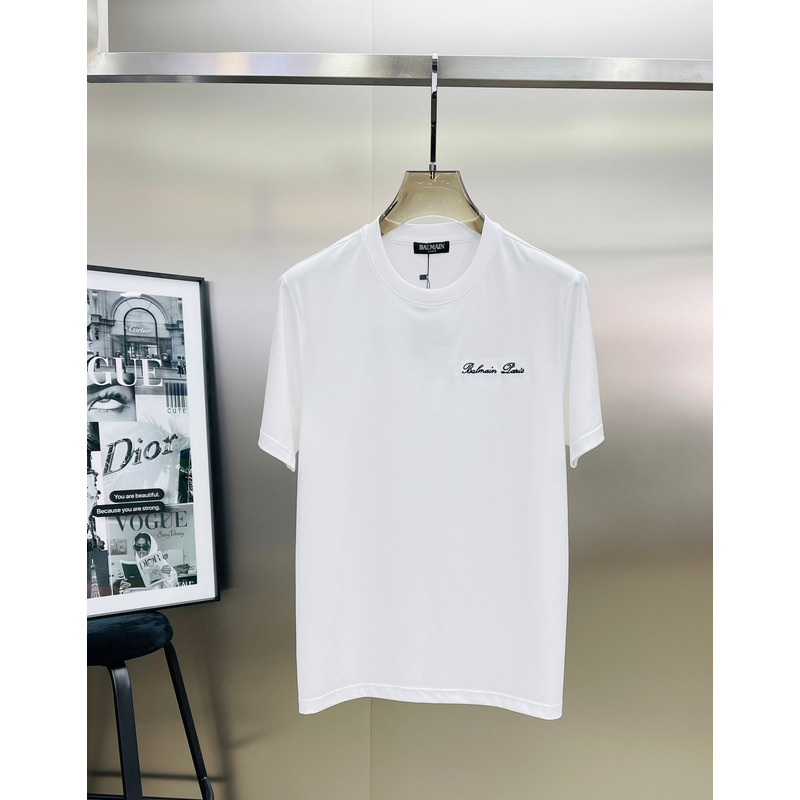 Balmain logo-embroidered cotton T-shirt White