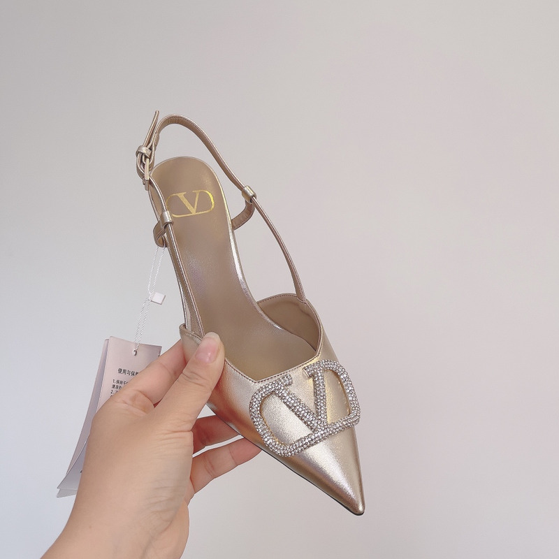 Valentino Vlogo Signature 80mm Slingback Pumps Silver