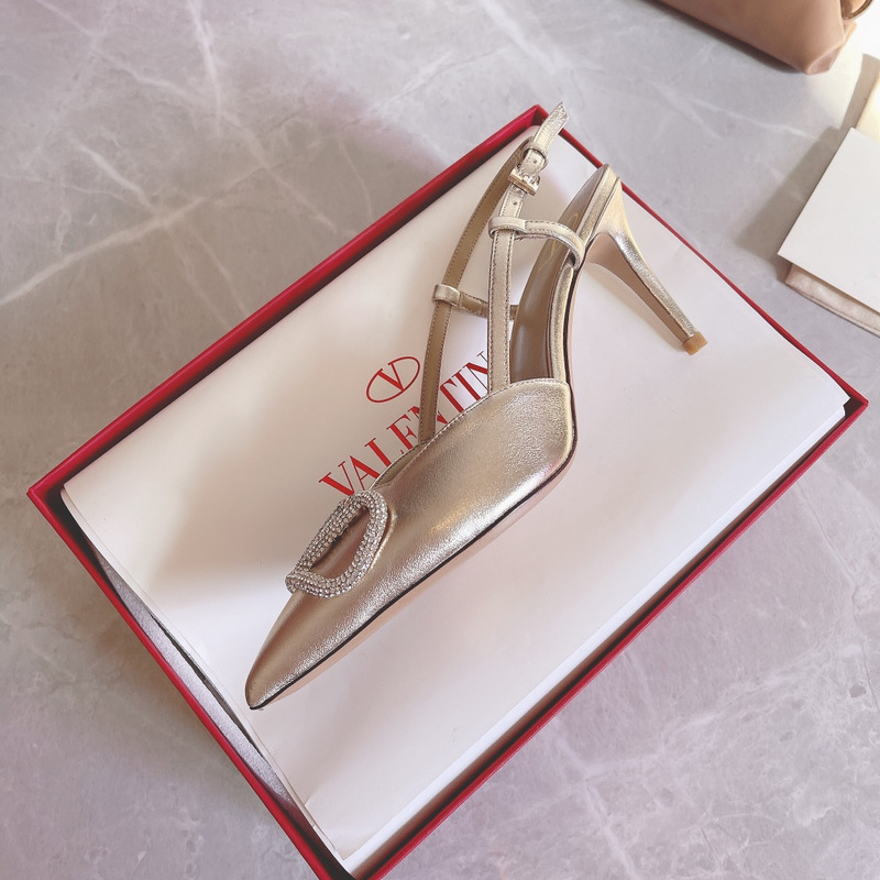 Valentino Vlogo Signature 80mm Slingback Pumps Silver