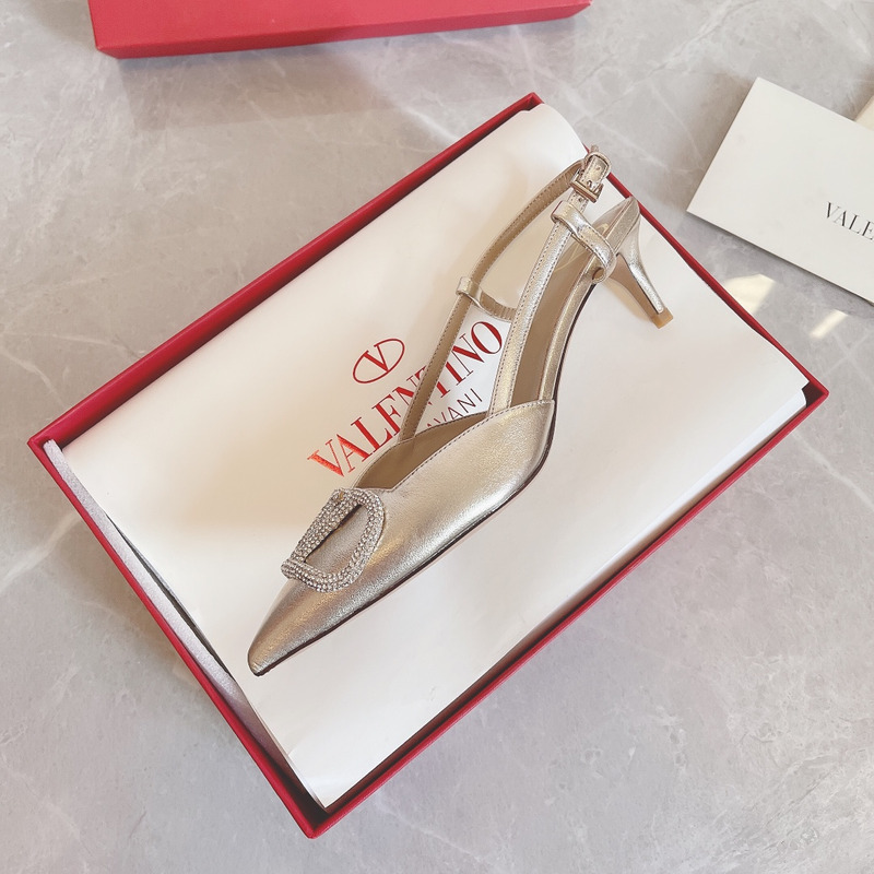 Valentino Vlogo Signature 80mm Slingback Pumps Silver