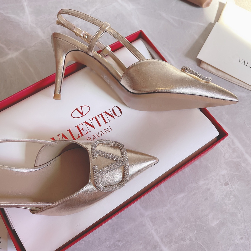 Valentino Vlogo Signature 80mm Slingback Pumps Silver