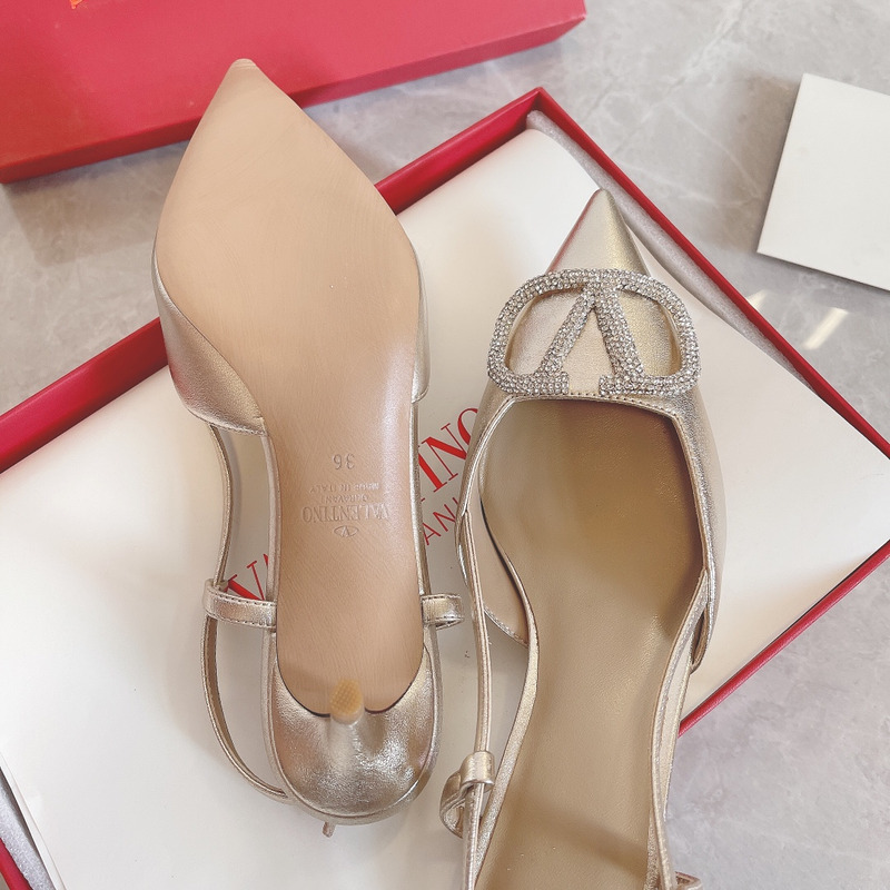 Valentino Vlogo Signature 80mm Slingback Pumps Silver