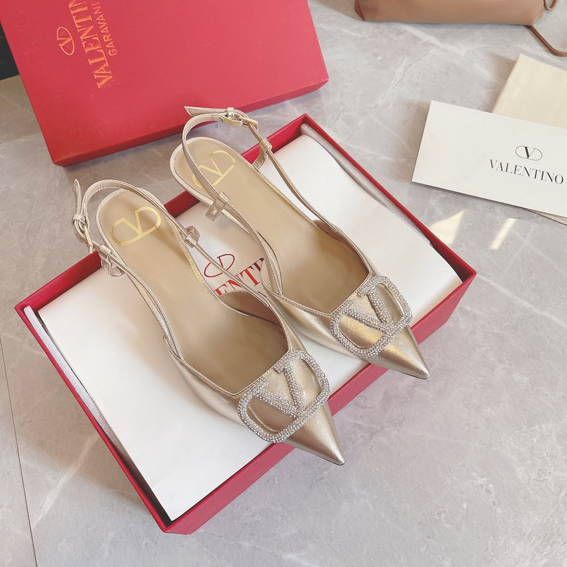 Valentino Vlogo Signature 80mm Slingback Pumps Silver