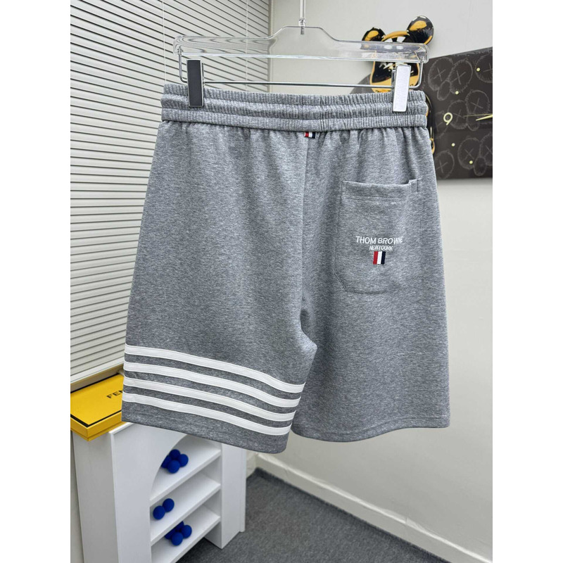 Thom Browne Logo-Print Shorts In Gray