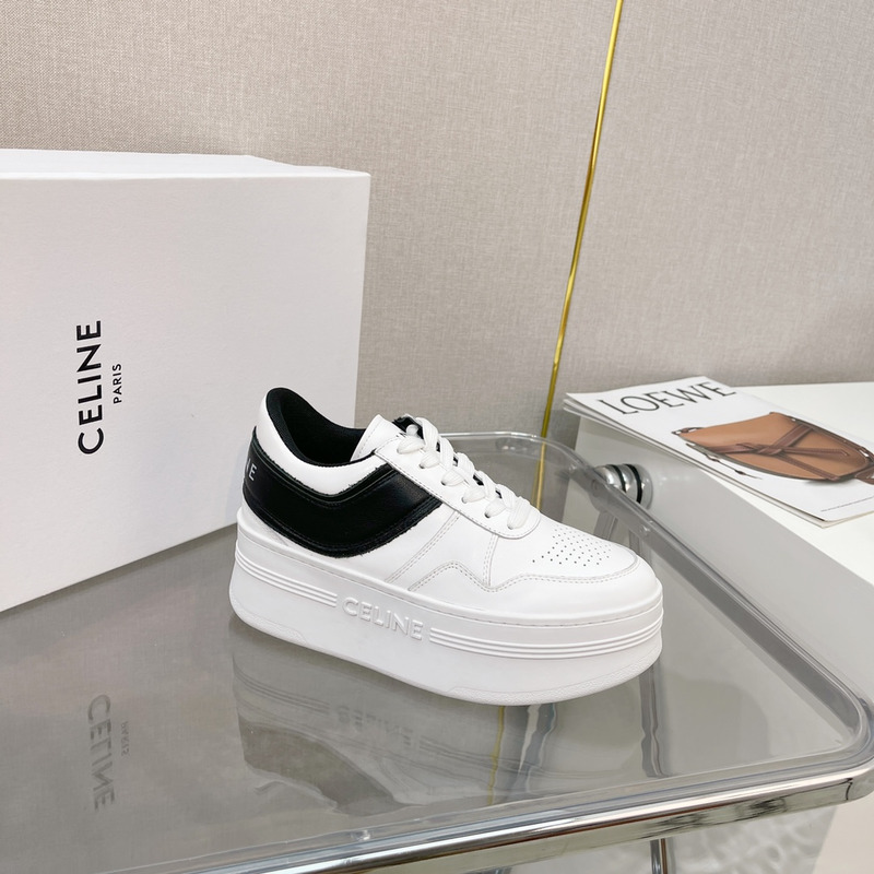 Ce**e block sneakers with wedge outsole in calfskin white