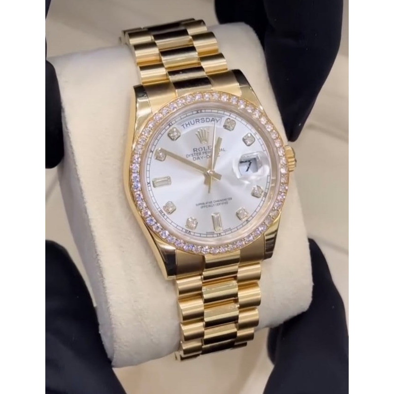 Rolex Day-Date 36 Mother of Pearl Diamond Dial Yellow Gold