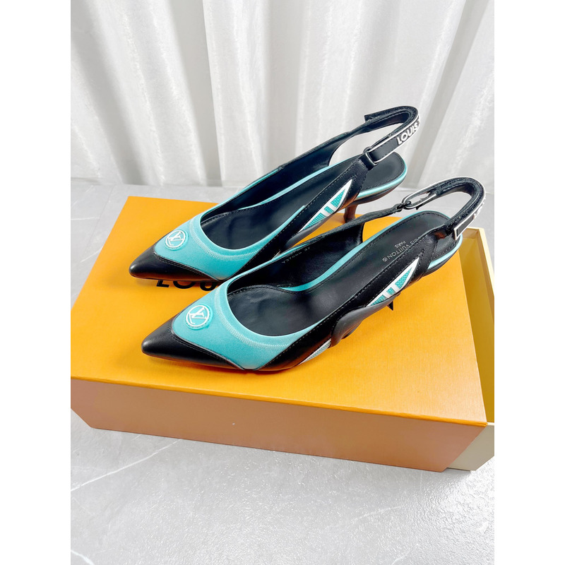 l**is V*t*n archlight slingback pumps leather and fabric