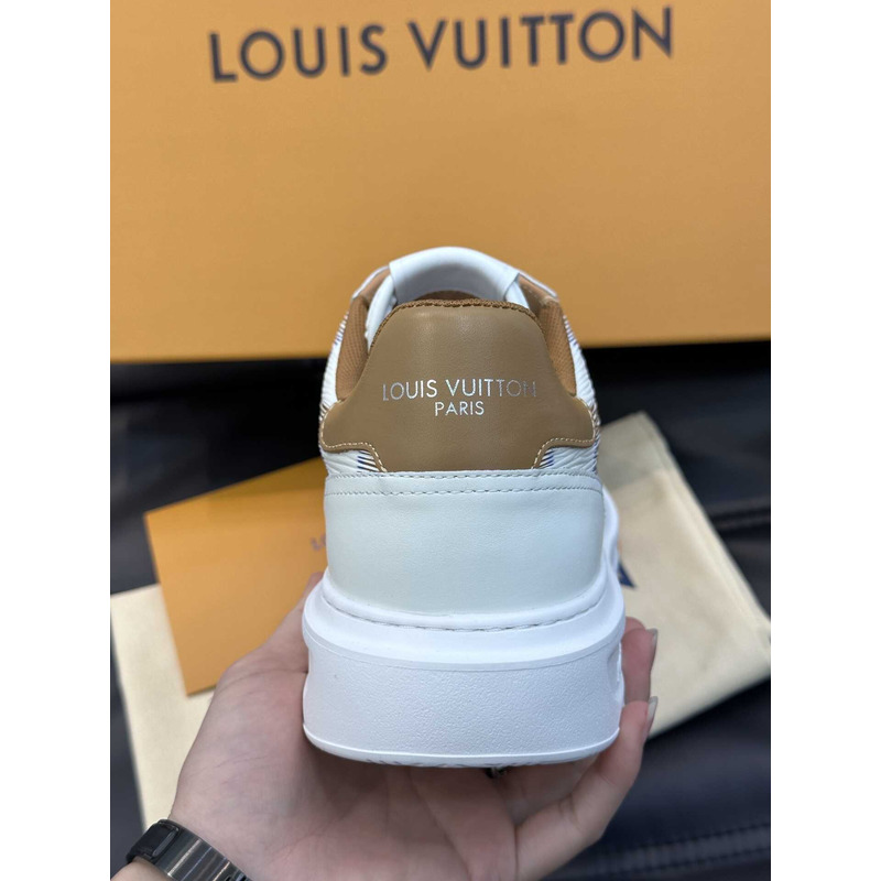 l**is V*t*n beverly hills street style logo sneakers in white&brown