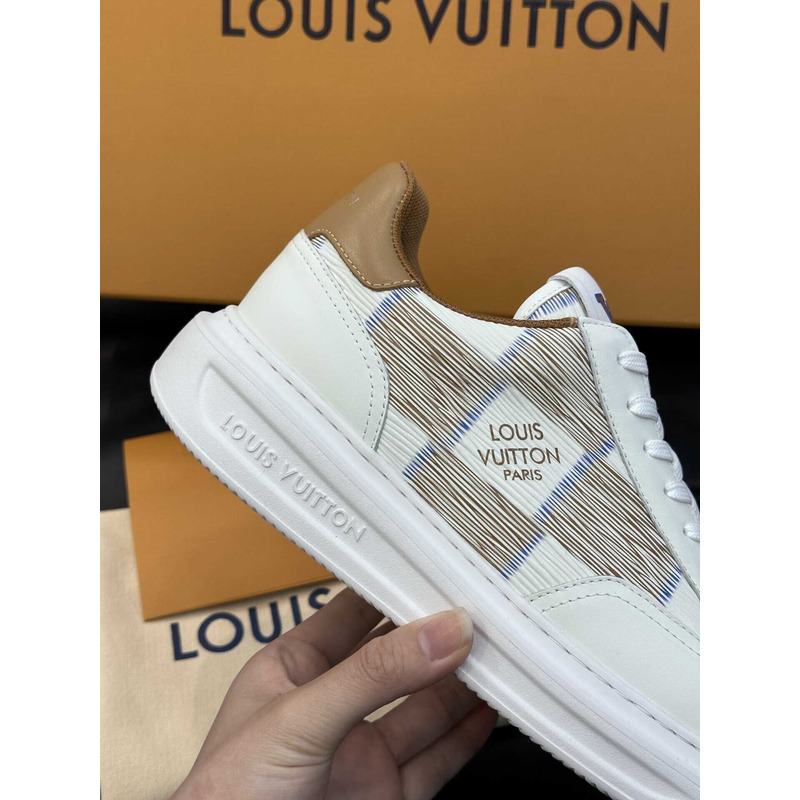 l**is V*t*n beverly hills street style logo sneakers in white&brown