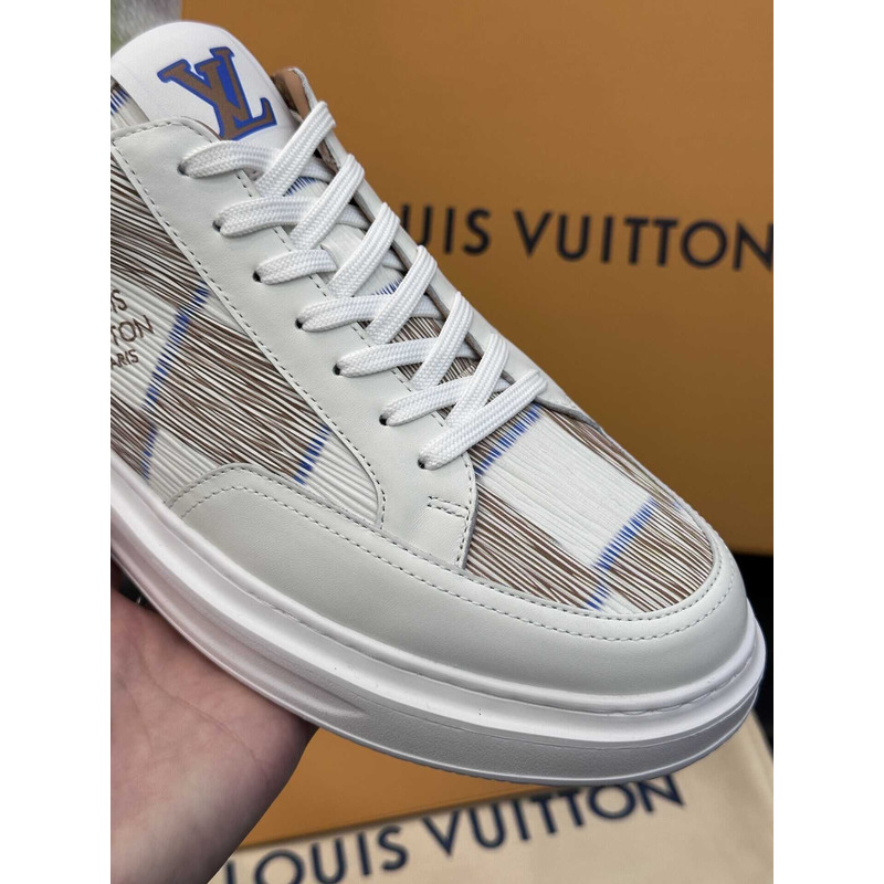 l**is V*t*n beverly hills street style logo sneakers in white&brown