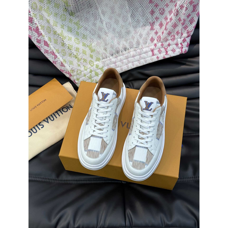 l**is V*t*n beverly hills street style logo sneakers in white&brown