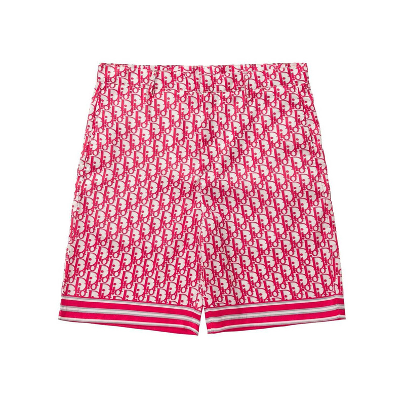 D*or oblique bermuda shorts red and white silk twill