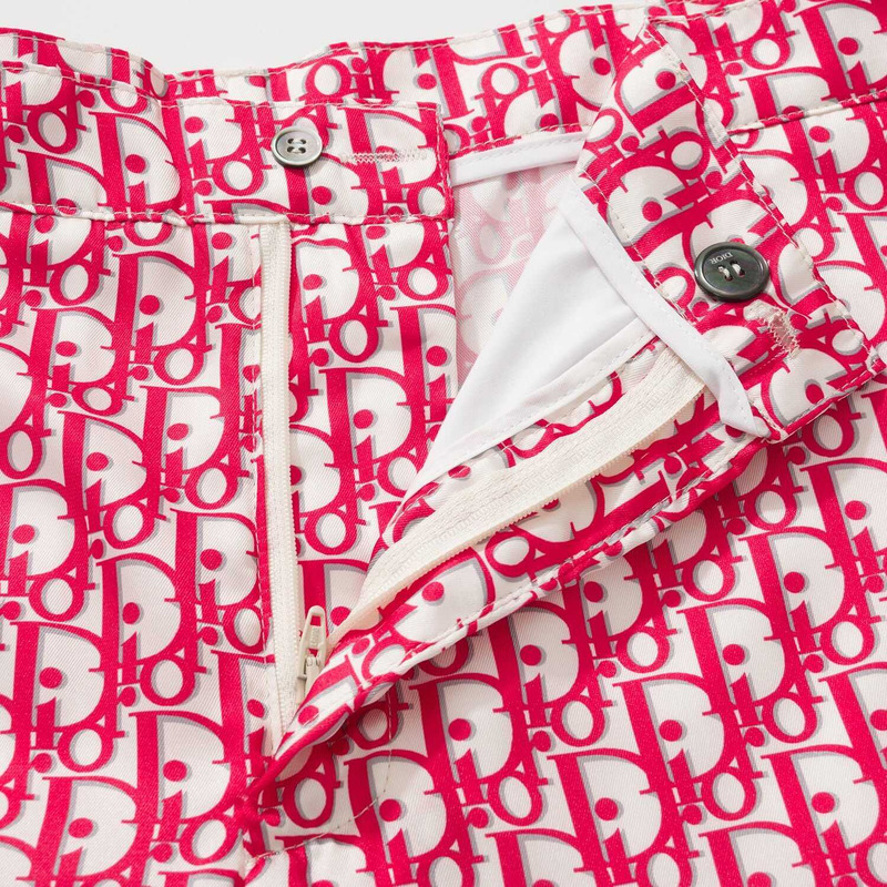 D*or oblique bermuda shorts red and white silk twill