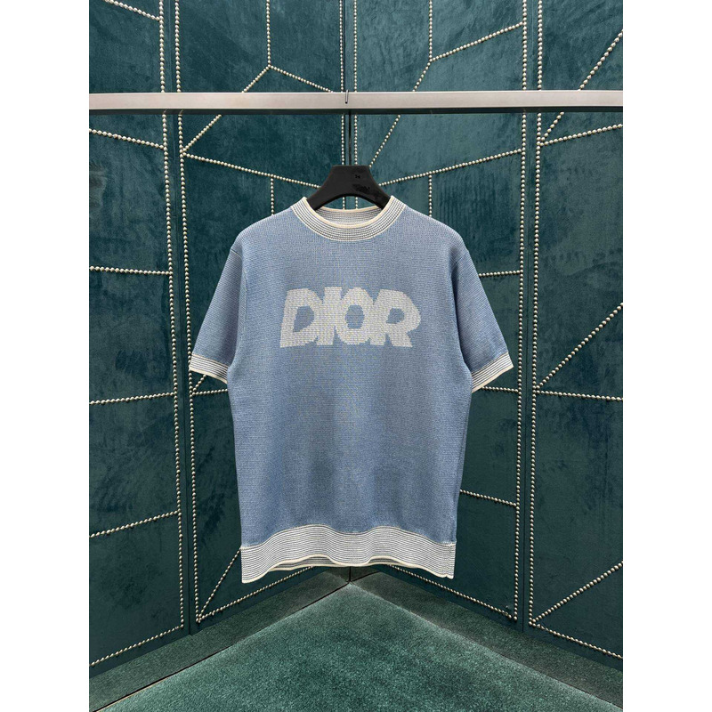 D*or italic t-shirt cotton-blend tramato knit blue