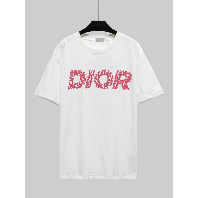 D*or italic coral relaxed-fit t-shirt slub cotton jersey white