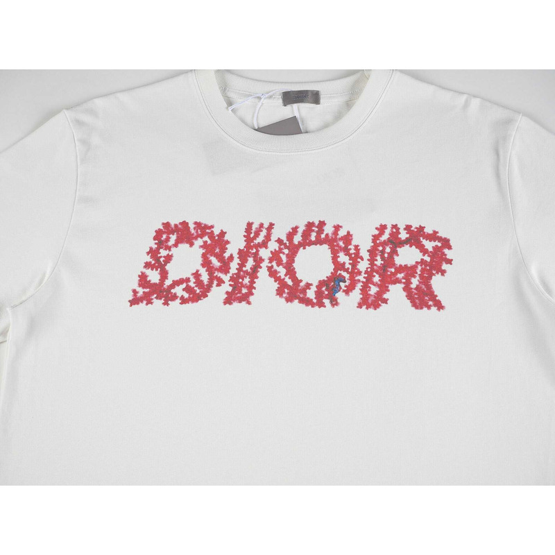 D*or italic coral relaxed-fit t-shirt slub cotton jersey white