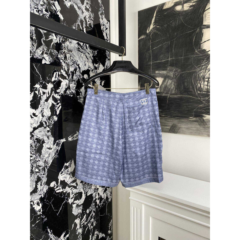 D*or cannage bermuda shorts  blue silk twill