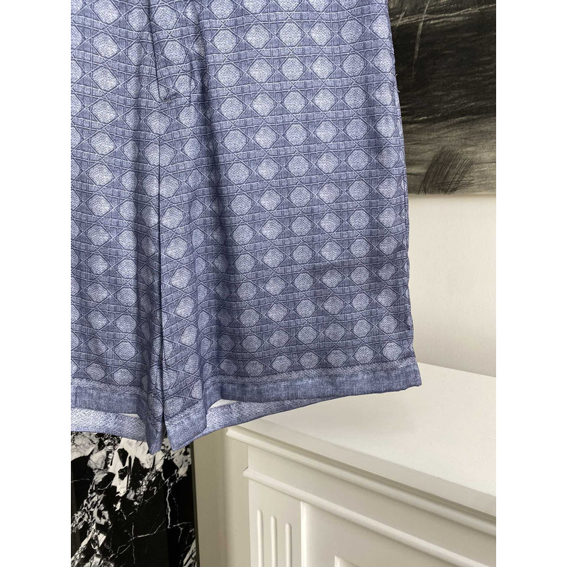 D*or cannage bermuda shorts  blue silk twill